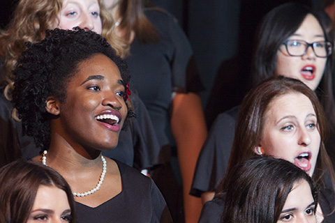 Vocal group performs live on stage